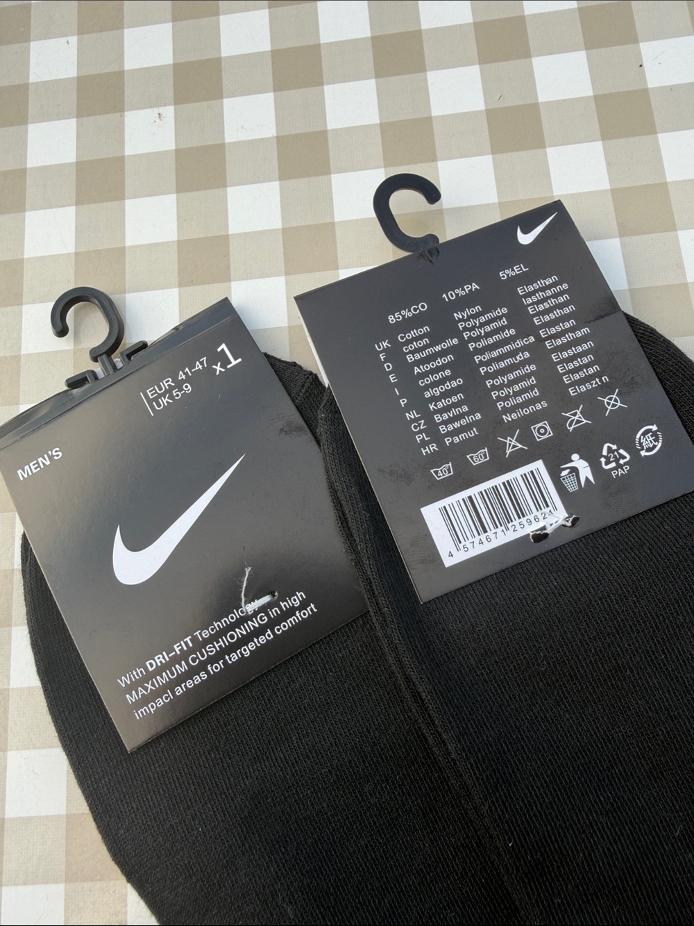 Nike Black Ankle Athletic Socks with Red Swoosh - Men's - Picture 3 of 3